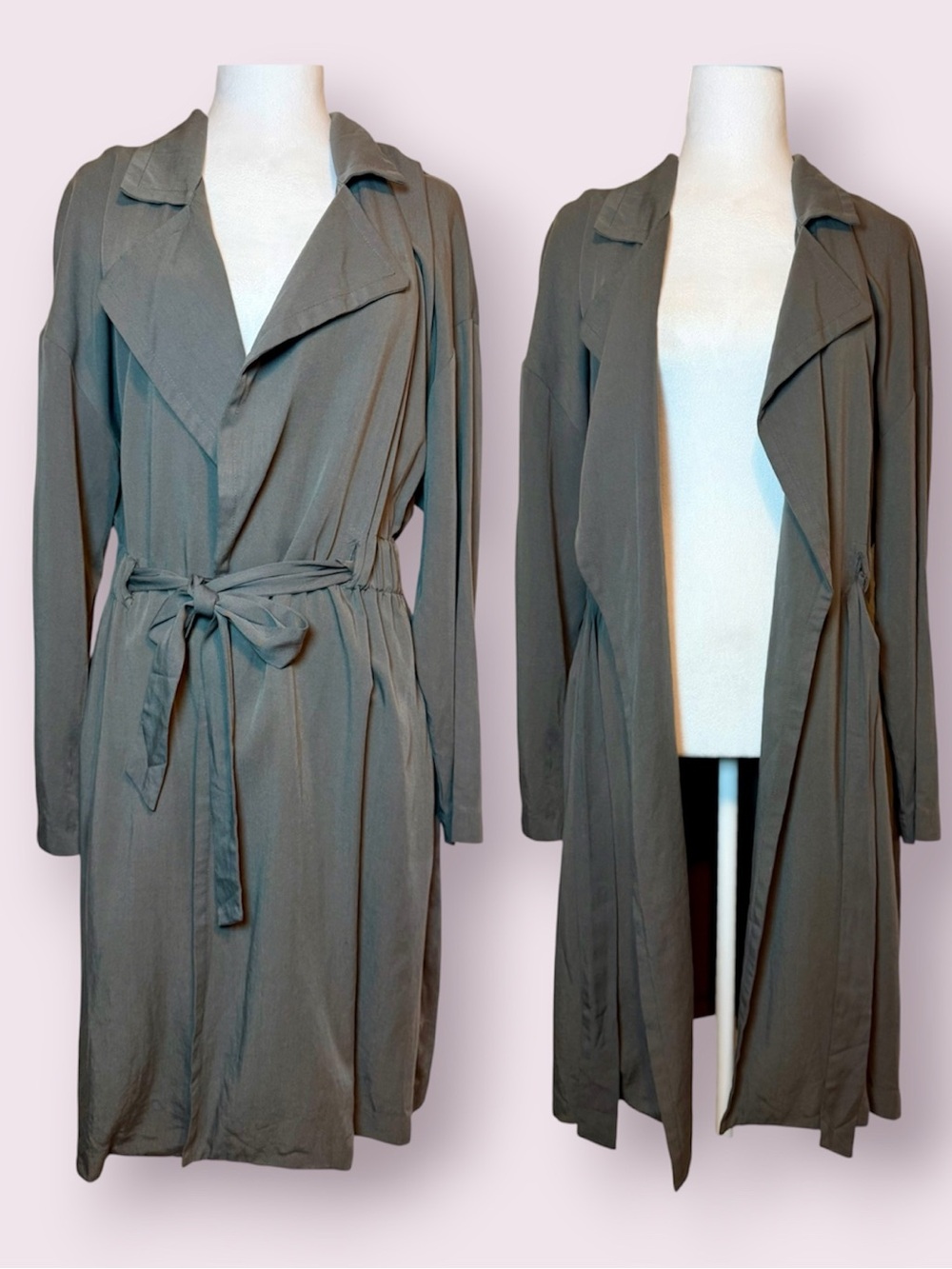 ASTR The Label Lightweight Gray Trench Coat Size Medium